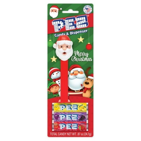 PEZ Candy Christmas Santa 1 Candy Dispenser Plus 3 Rolls Assorted Candy  I Count  0.87 Oz