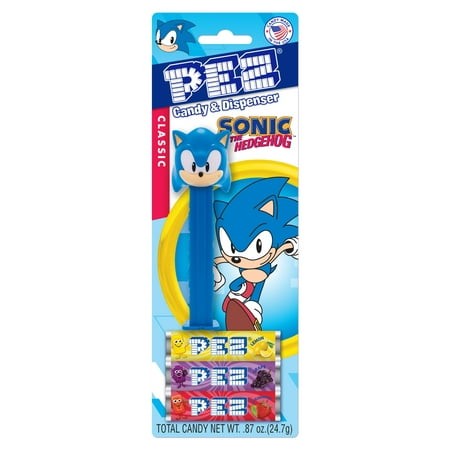 PEZ Candy Christmas Sonic the Hedgehog  1 Candy Dispenser Plus 3 Rolls Assorted Candy  I Count  0.87 OZ
