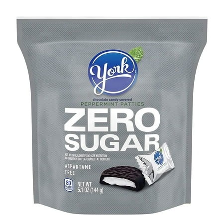 YORK Zero Sugar Chocolate Peppermint Patties Candy  Individually Wrapped  Aspartame   5.1 Oz Bag (Pack of 2) (2)