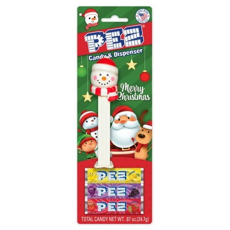 PEZ Candy Christmas Snowman  1 Candy Dispenser Plus 3 Rolls Assorted Candy  I Count  0.87 Oz