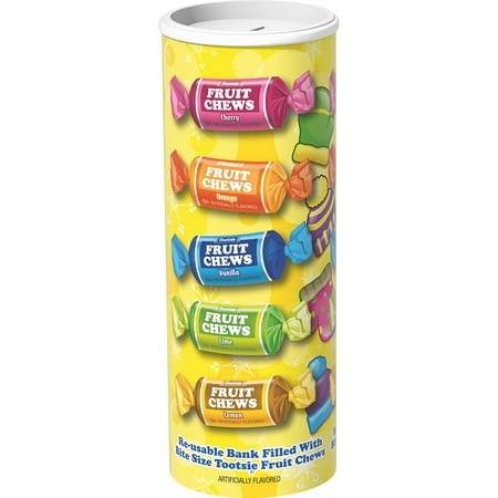 Tootsie Roll Fruit Chew  Individually Wrapped  Fruit Flavored Candy  5.23 Oz Bank  Peanut Free  Gluten Free. Contains Milk and Soy