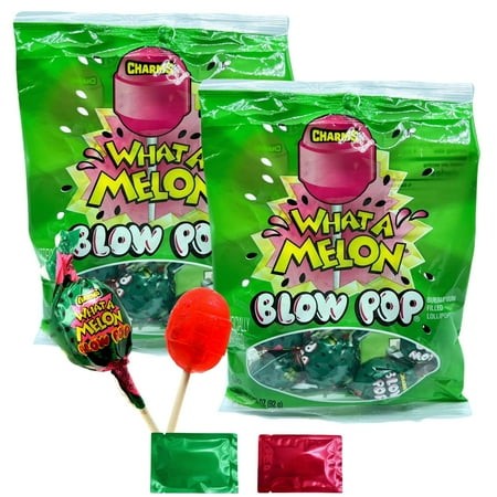 Charms Blow Pop Bubble Gum Filled Lollipops  Watermelon Flavored Hard Candy  Individually Wrapped Treats for Party Favor Stocking Stuffer Birthday Gif