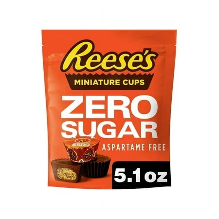 Pack of 2 Reese S Zero Sugar Miniatures Chocolate Peanut Butter Cups Candy  Bag 5.1 Oz
