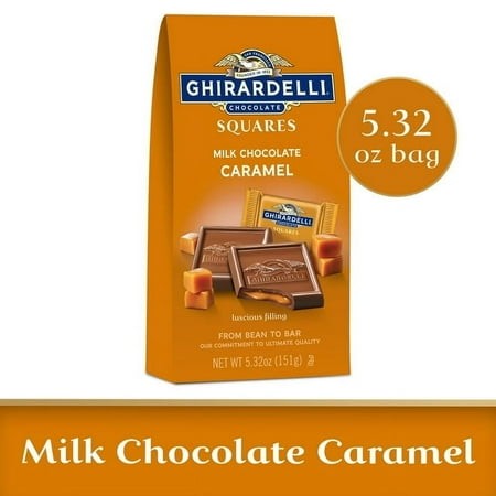 GHIRARDELLI Milk Chocolate Squares with Caramel Filling  5.32 Oz Bag (Pack of 3)