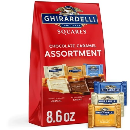 GHIRARDELLI Chocolate Candy SQUARES Assortment with Caramel Filling  8.6 Oz Bag