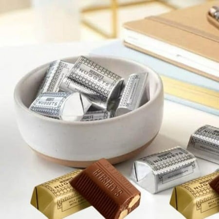 Hersheys Nuggets - Milk Chocolate & Milk Chocolate with Almonds - Gold & Silver Nuggets (2 Pounds) Individually Wrapped Candy - Bulk Party Pack