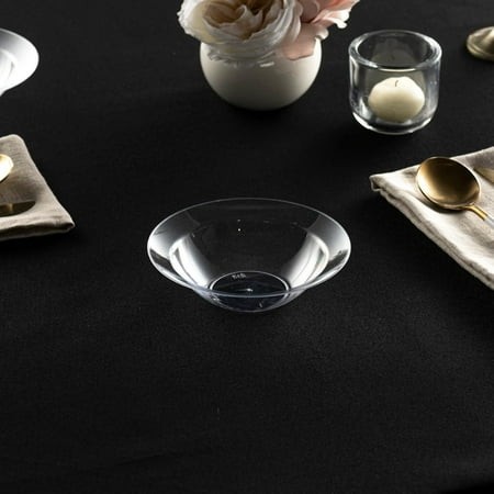 YUYAN-[5 Oz 80 Pack] 5 Ounce Premium Heavy Weight Crystal Clear Classy Disposable Hard Plastic Ice Cream Dessert and Snack Bowls