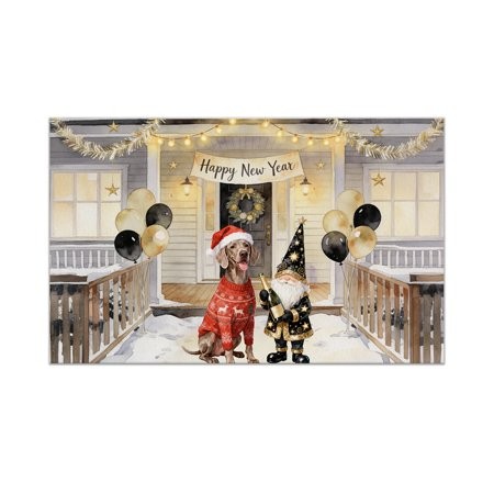 Happy New Year 2026 Weimaraner Santa Gnome Holiday Party Snow Doormat Weim Gray Ghost Dog Lover Indoor Outdoor Welcome Mat - 13019