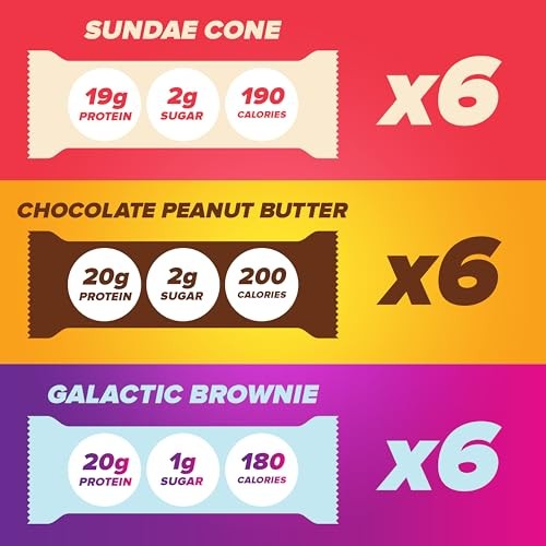 Pure Protein New Variety Pack Protein Bars – 20g Protein, 3g Sugar, 190 Calories (18 Count) Low Sugar* High Protein Snack - Gluten Free - Perfect fo thumbnail