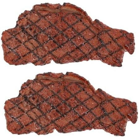 Artificial Fake Steak 2Pcs Realistic Simulation Food Steak Lifelike Cooked Roast Beef Meat Model Photography Prop for Home Kitchen Party Decoration$$H