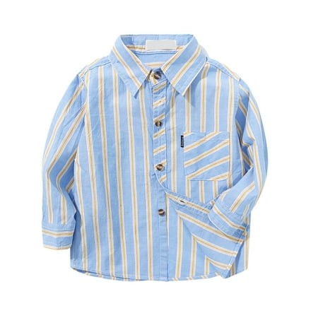 Karoyedx Boys Button Down Shirt Kid Flannel Shirt Toddler Buffalo Plaid Shirt Boys Western Shirts Long Sleeve Shirt Light Blue Size 5-6 Years