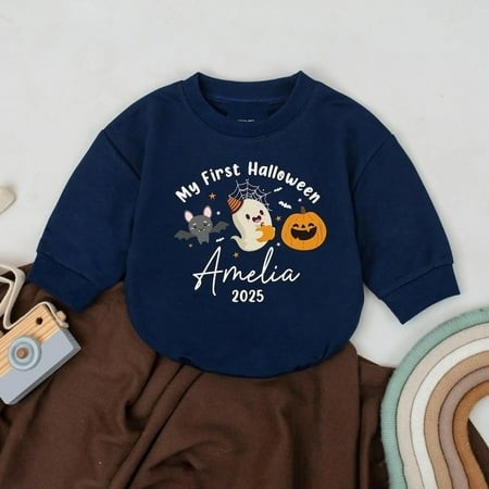 My First Halloween Personalized Name Outfit Pumpkin Ghost Graphic 2026