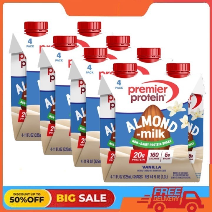 Premier Protein Almond Milk Shake, Vanilla, 20g Protein, 11 Fl Oz, 16 Ct
