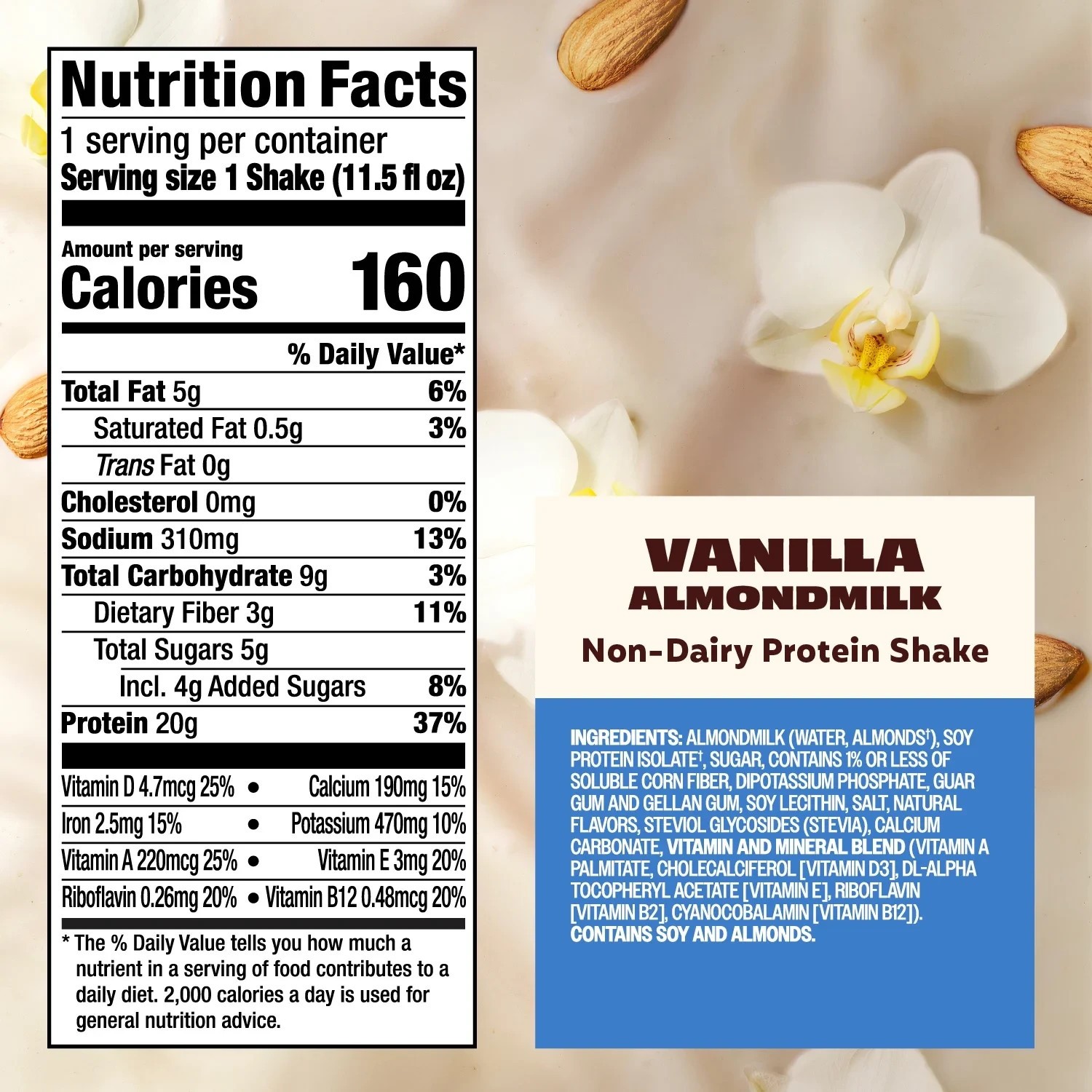 Premier Protein Almond Milk Shake, Vanilla, 20g Protein, 11 Fl Oz, 16 Ct thumbnail