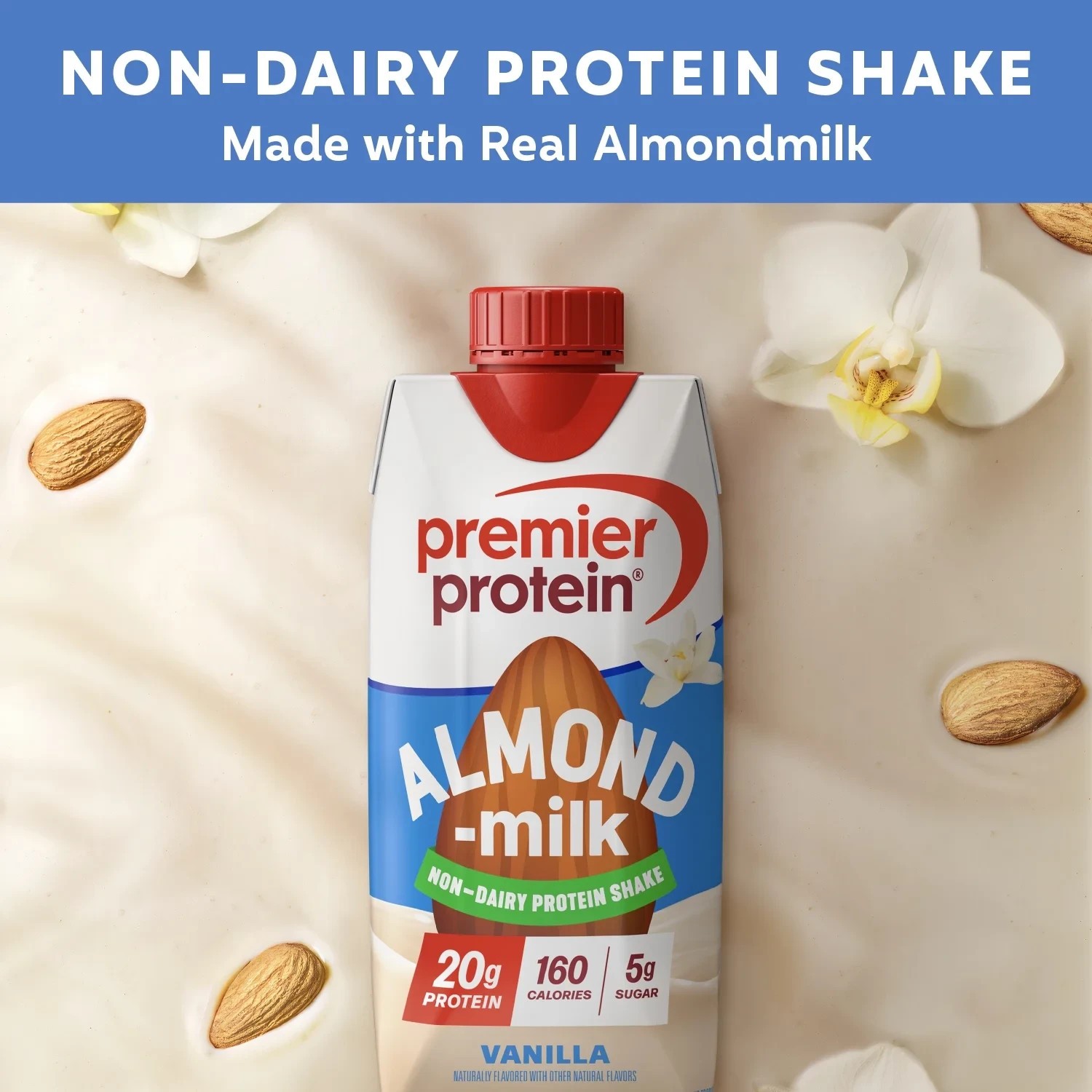 Premier Protein Almond Milk Shake, Vanilla, 20g Protein, 11 Fl Oz, 16 Ct thumbnail