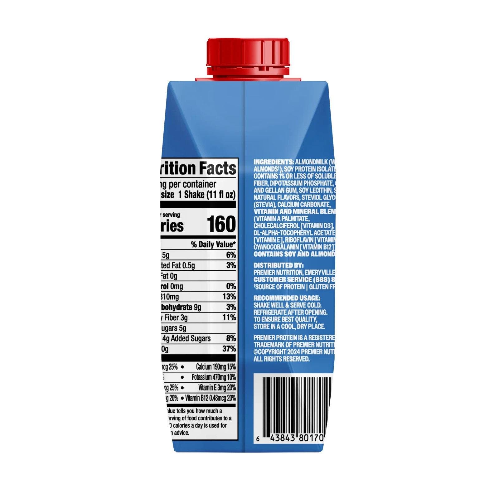 Premier Protein Almond Milk Shake, Vanilla, 20g Protein, 11 Fl Oz, 16 Ct thumbnail