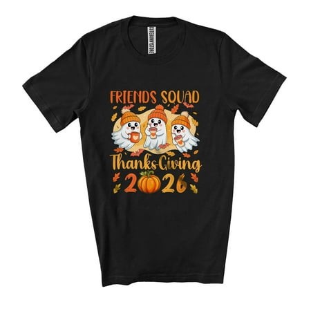 Friends Squad Thanksgiving 2026; Adorable Three Boo Ghost; Fall Leaves Pumpkins Unisex T-Shirt