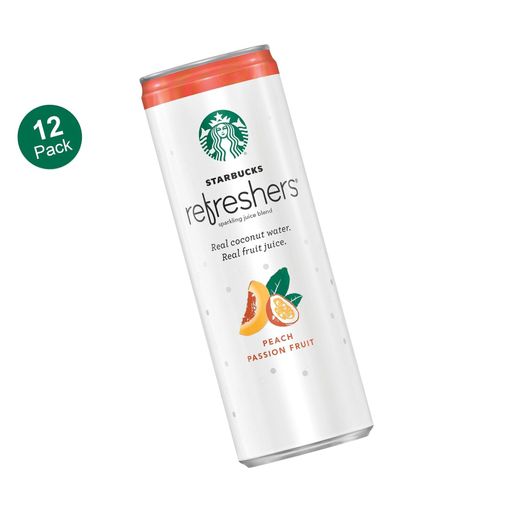 Starbucks, Refreshers with Cocounut Water, Peach Passion Fruit, 12 Fl Oz. Can.