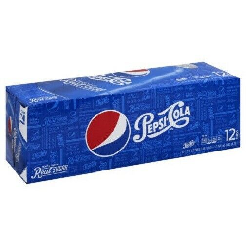 Pepsi Cola Real Sugar Soda 12 Pack of Cans
