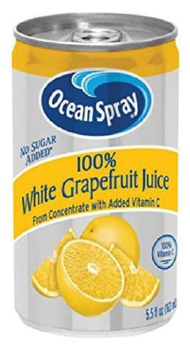 Ocean Spray 100% White Grapefruit Juice, 5.5 Ounce Mini Cans (Pack of 48)