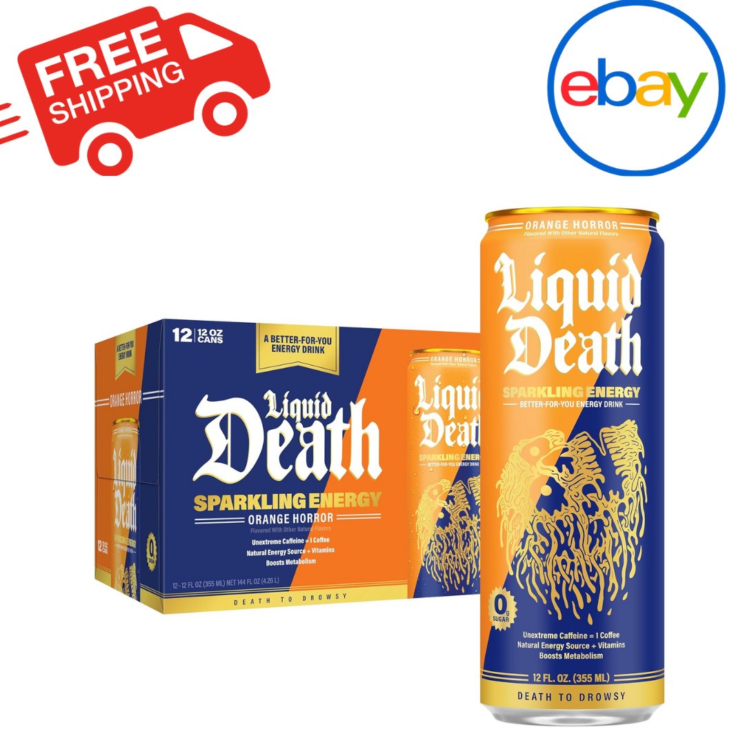 Liquid Death Sparkling Energy Orange Horror 12 Fl Oz 12-Pack Sugar-Free Drink