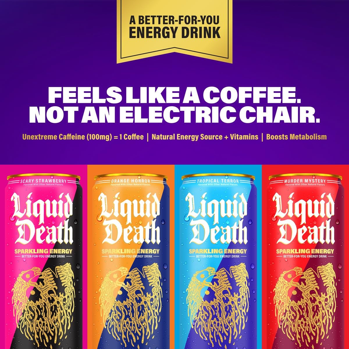 Liquid Death Sparkling Energy Orange Horror 12 Fl Oz 12-Pack Sugar-Free Drink thumbnail