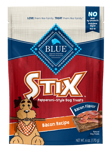 Blue Buffalo Stix Soft Moist Dog Treats Pepperoni Style Bacon Recipe