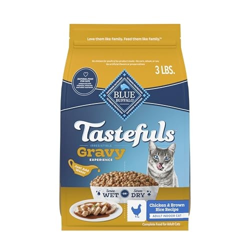 Blue Buffalo Tastefuls Irresistible Gravy Experience Adult Indoor Cat Dry Food, Chicken and Brown Rice Recipe, 3-lb. Bag