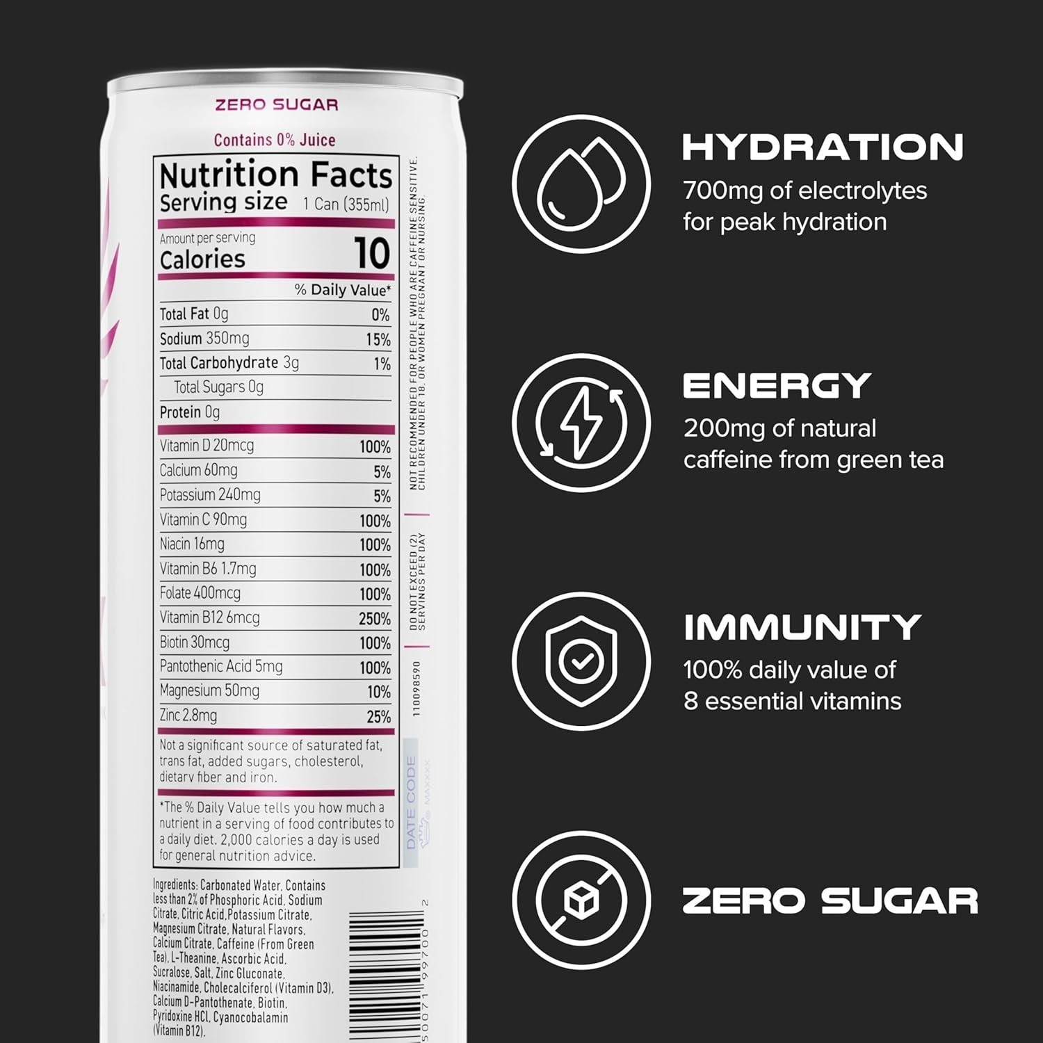 PHX Hydration Energy Drink  12 Oz Cans (12 Pack) (12 Pack, Wild Berry) thumbnail