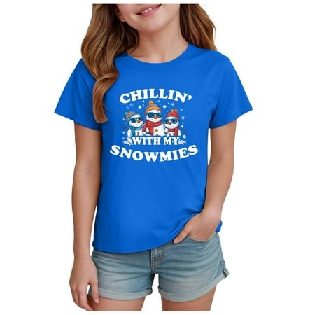 Staki Christmas T Shirt Girl S Christmas Buffalo Plaid Raglan Top Funny Holiday Graphic Shirt(Blue 9-10Years)