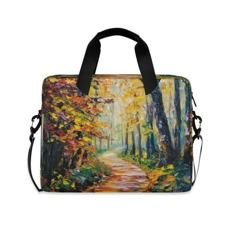 16inch Laptop Briefcase  Business Laptop Bag with Detachable Strap & Padded Compartment  Water-Resistant Polyester，Oil Painting Small Path