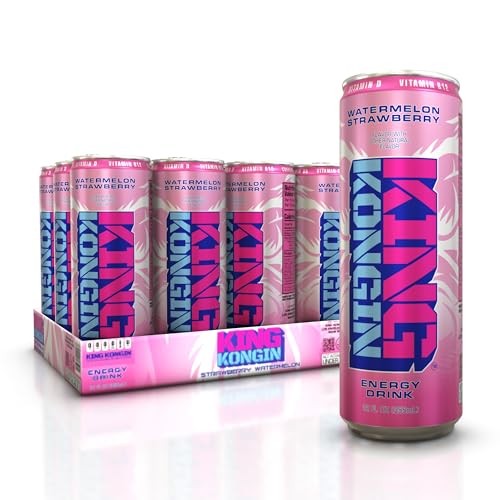 King Kongin Watermelon Strawberry Sugar Free, Zero Calorie Energy Drinks | 200mg of Natural Caffeine Pre Workout Performance with Energy & Focus & No 