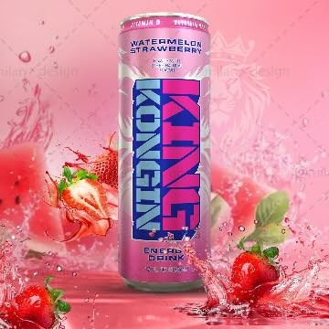 King Kongin Watermelon Strawberry Sugar Free, Zero Calorie Energy Drinks | 200mg of Natural Caffeine Pre Workout Performance with Energy & Focus & No  thumbnail