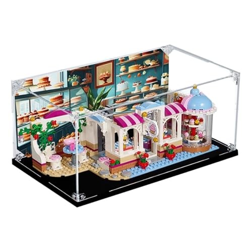 Acrylic Display Box for Lego 41119 Heartlake City Cake Cafe Kit, Clear Dustproof Organizer, Compatible with Lego 41119 (Box Only) (Black Base 3mm)