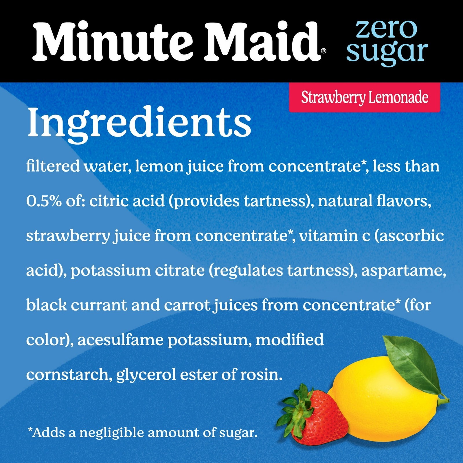 Minute Maid Zero Sugar Strawberry Lemonade Bottle, 52 Fl Oz thumbnail