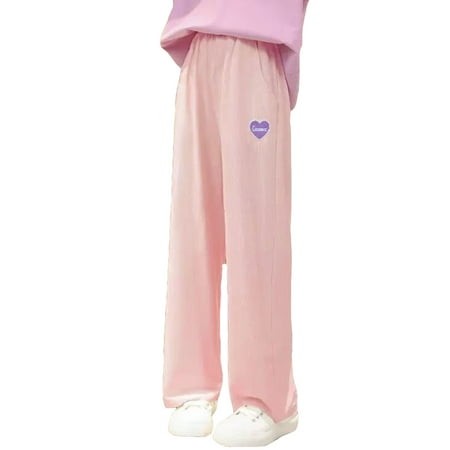 WILLBEST Girls Clothes Teen Children Pants Solid Color for Girls Casual High Elastic Waisted Drawstring Loose Fit Sweatpants Streetwear 3443