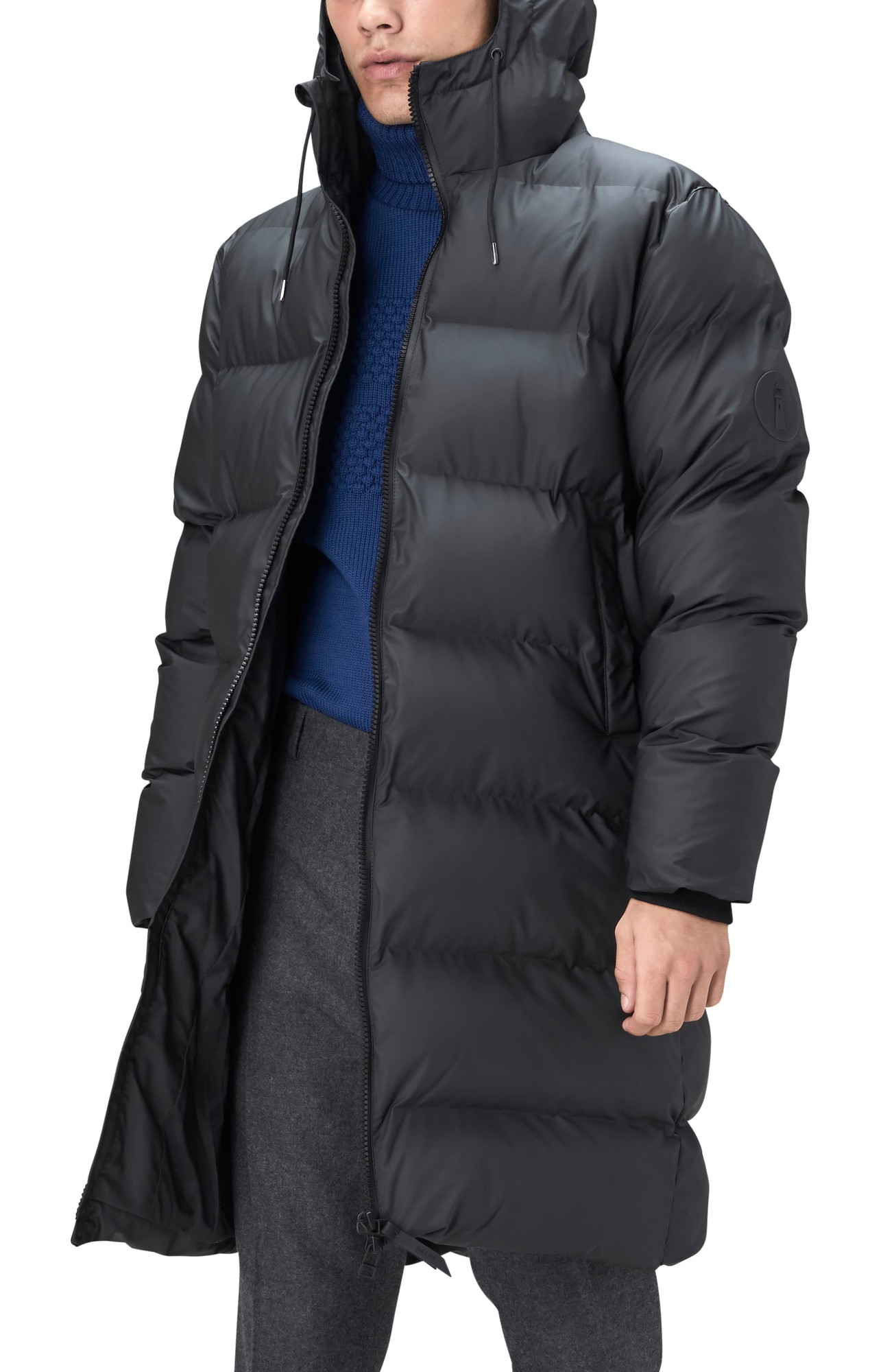 Men's Rains Waterproof Puffer Coat, Size Small - Black