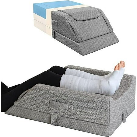 kingpavonini adjustable leg elevation pillows for swelling after surgery  cooling memory foam leg wedge pillow for blood circulation  wedge pillow for