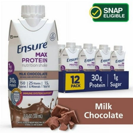 2X-Ensure Max Protein Milk Chocolate Nutrition Shakes - 11 Fl Oz - 12 Bottles