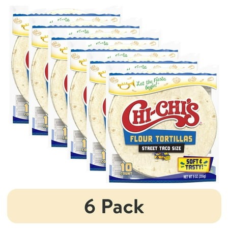 (6 Pack) CHI-CHI S Flour Tortillas Street Taco Size  Shelf Stable  9oz Resealable Plastic Package  (10 Tortillas)