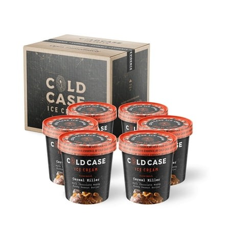 Cold Case Ice Cream Cereal Killer Flavor - Gourmet Milk Chocolate Ice Cream with Muddy Buddies & Peanut Butter Swirls - 1 Case  6 Pints 16 Oz/Pint