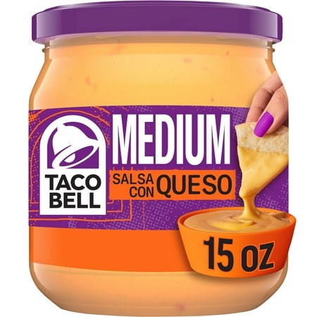 Taco Bell Salsa Con Queso Cheese Dip Medium Jar 2-Pack 16 Oz