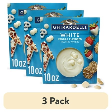 (3 Pack) GHIRARDELLI White Vanilla Flavored Melting Wafers  10 Oz Bag