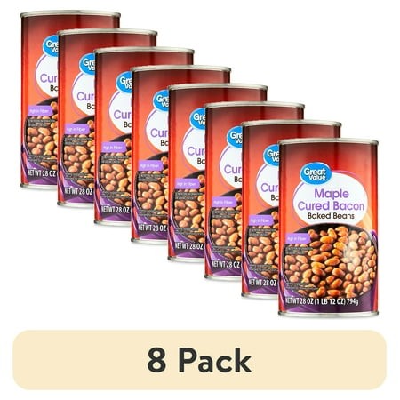 (8 Pack) Great Value Maple Cured Bacon Baked Beans  28 Oz