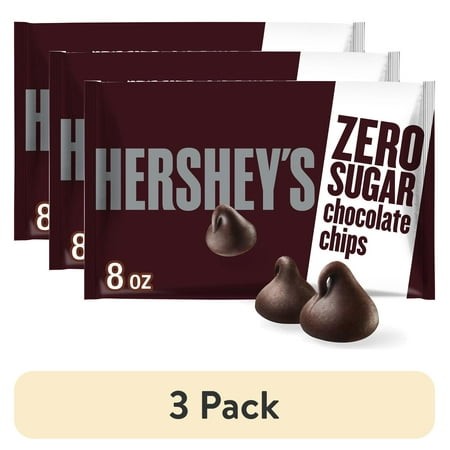 (3 Pack) Hershey S Zero Sugar Chocolate Baking Chips  Bag 8 Oz