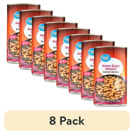 (8 Pack) Great Value Brown Sugar Hickory Baked Beans  28 Oz Can