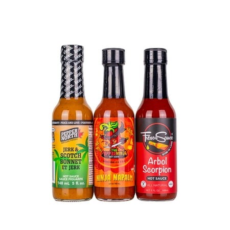 Hot Ones Season 25 Heat Pack Hot Sauce  Made with Natural Ingredient  Perfect for Superfans & Mini Wing Sauce Challenge  5 Fl Oz Bottles (3-Pack)