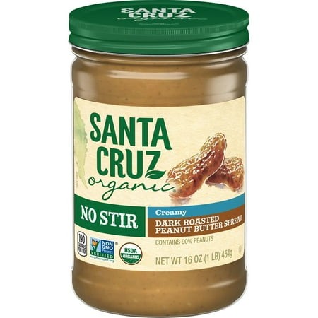 (Pack of 6)  Santa Cruz Organic No Stir Creamy Dark Roasted Peanut Butter  16 Oz
