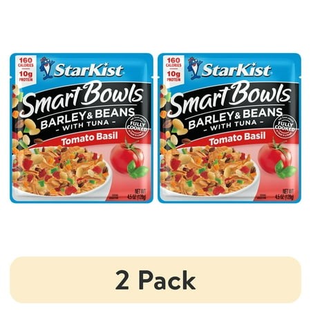 (2 Pack) StarKist Smart Bowls Tomato Basil with Tuna  Barley and Beans  4.5 Oz Pouch