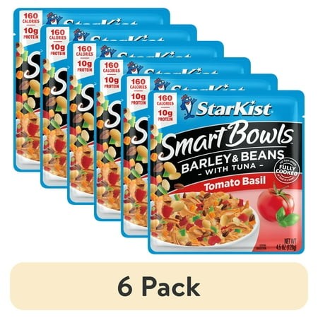 (6 Pack) StarKist Smart Bowls Tomato Basil with Tuna  Barley and Beans  4.5 Oz Pouch